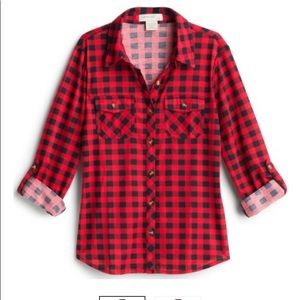 Kids red checked roll sleeve shirt